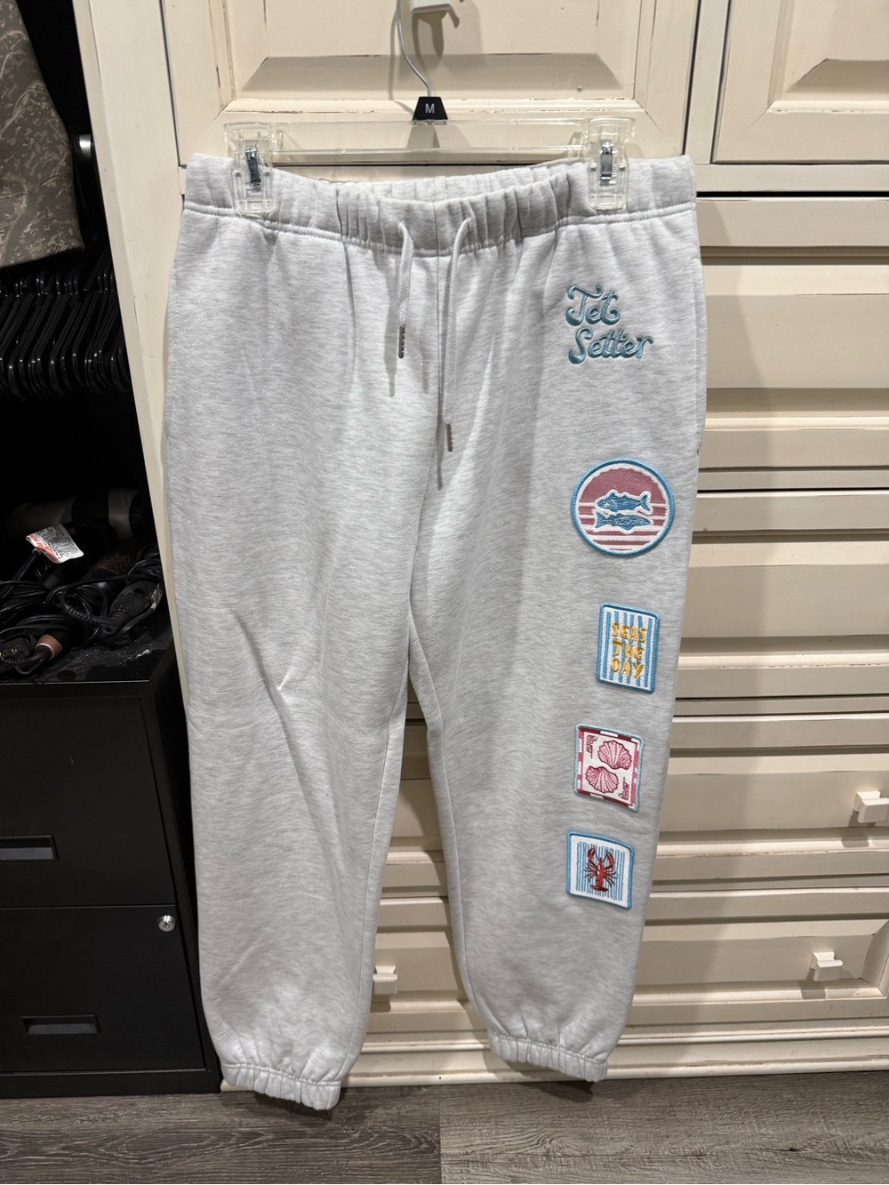 Women’s Light Gray Sweatpants with Coastal Patches